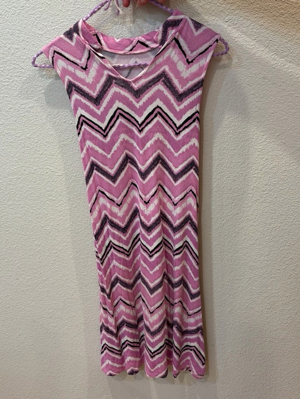 Justice Pink Chevron Knit Sleeveless Dress